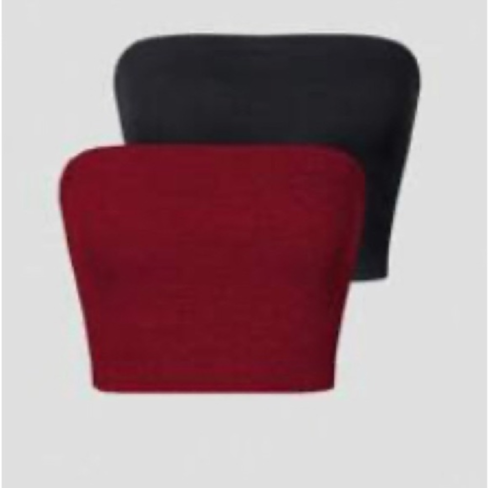 Elegant Black and Red Strapless Tops